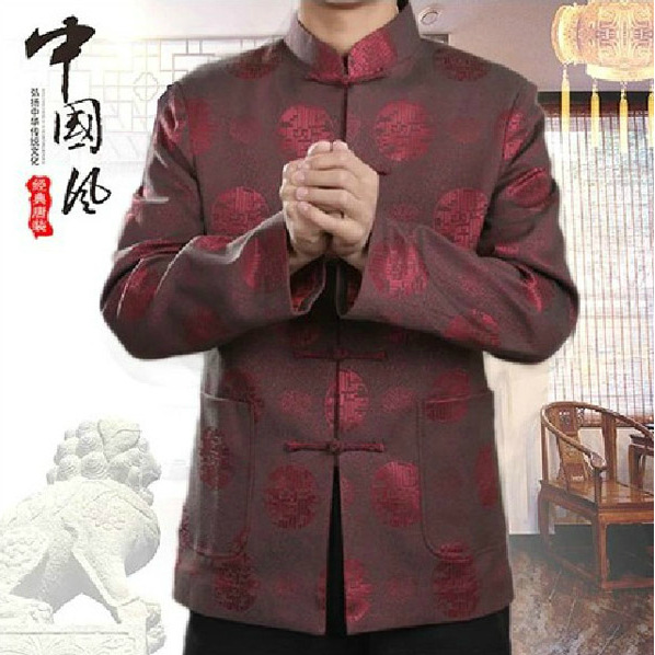 廠傢直銷唐裝男士夾克中老年長袖棉襖外套上衣中式純棉爸爸裝批發工廠,批發,進口,代購