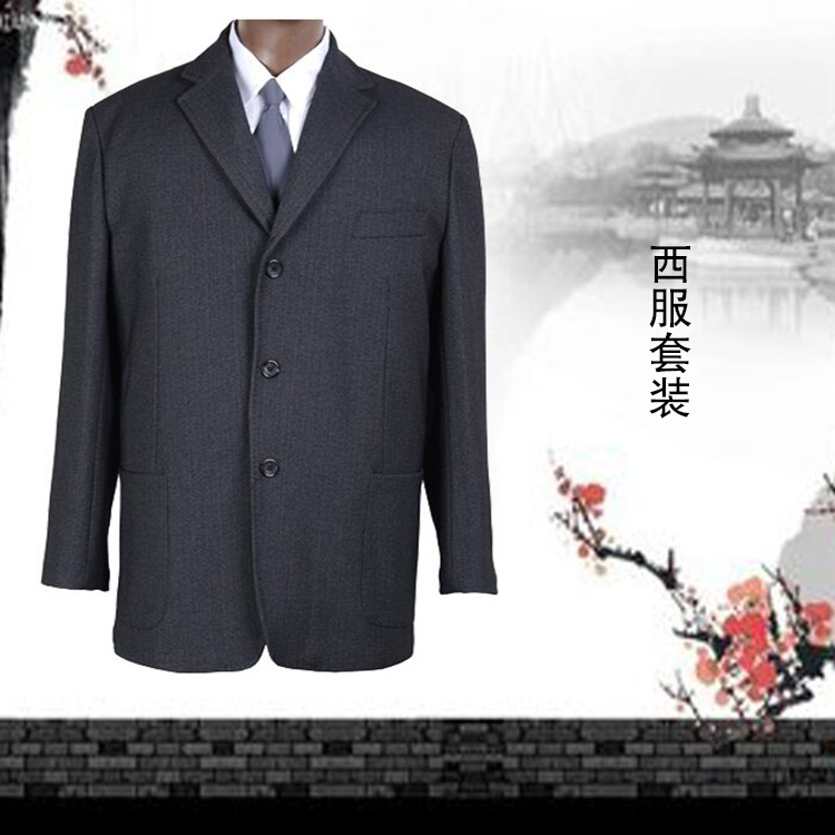 廠傢批發高檔現代男士西服壽衣男西裝全套中山裝壽衣三件套工廠,批發,進口,代購