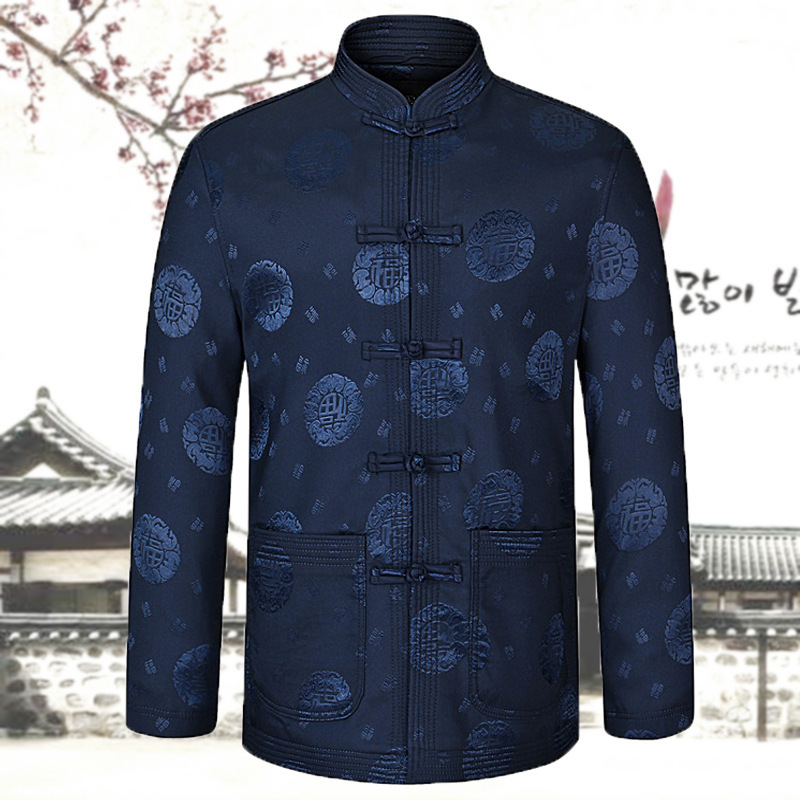 中老年唐裝男士長袖夾克爺爺過壽婚宴中式禮服老人秋裝棉衣外套批發・進口・工廠・代買・代購