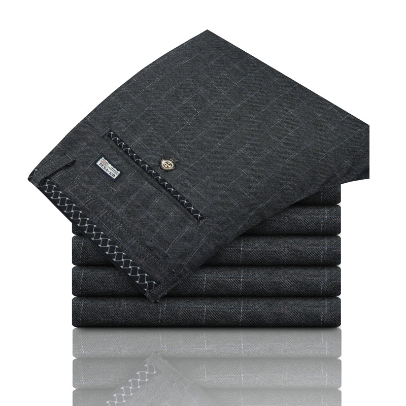 專櫃品質時尚棉麻彈力格子休閒褲男Plaid Men Casual Pants批發・進口・工廠・代買・代購