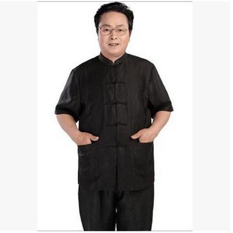 廠傢供應 真絲香雲紗男唐裝夏裝 莨綢短袖唐裝 中式服裝4008-2工廠,批發,進口,代購