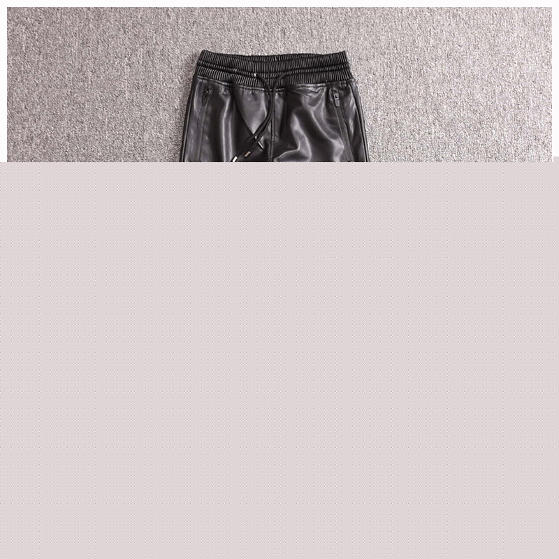 外貿原單 冬季新款加絨加厚皮褲男束口松緊彈力防風風水休閒褲批發・進口・工廠・代買・代購