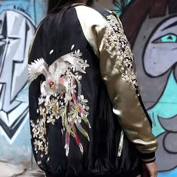 秋冬新款 鳳凰重生刺繡棒球 雙麵穿 情侶款 潮男休閒夾克外套潮批發・進口・工廠・代買・代購