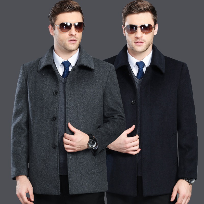 品牌男式羊絨夾克 2016冬裝新款中年商務休閒毛呢大衣羊絨外套批發・進口・工廠・代買・代購