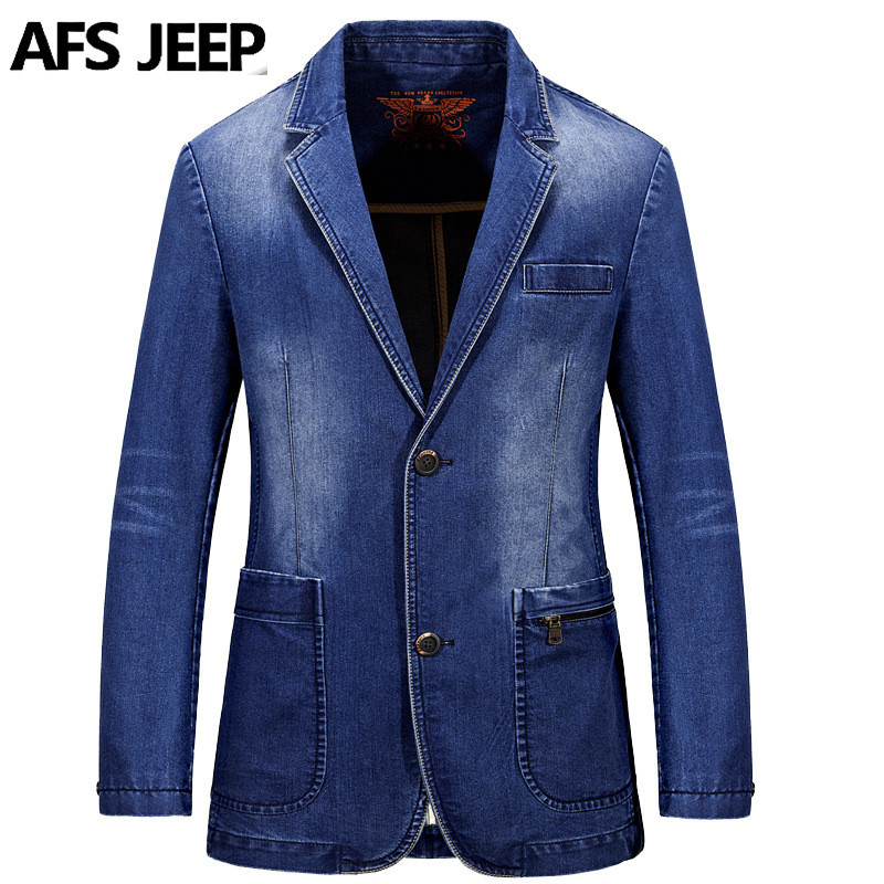 Afs Jeep春裝戰地吉普休閒西服男純棉牛仔小西裝修身夾克外套658批發・進口・工廠・代買・代購