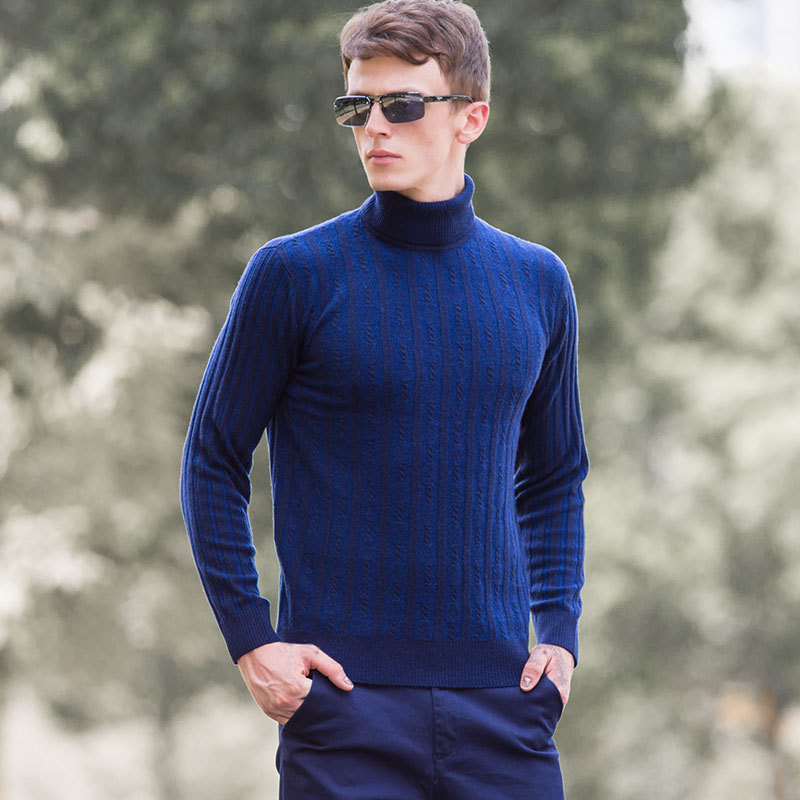秋冬季時尚韓版修身高領氣質年輕男裝純色長袖羊毛衫 100%羊毛工廠,批發,進口,代購
