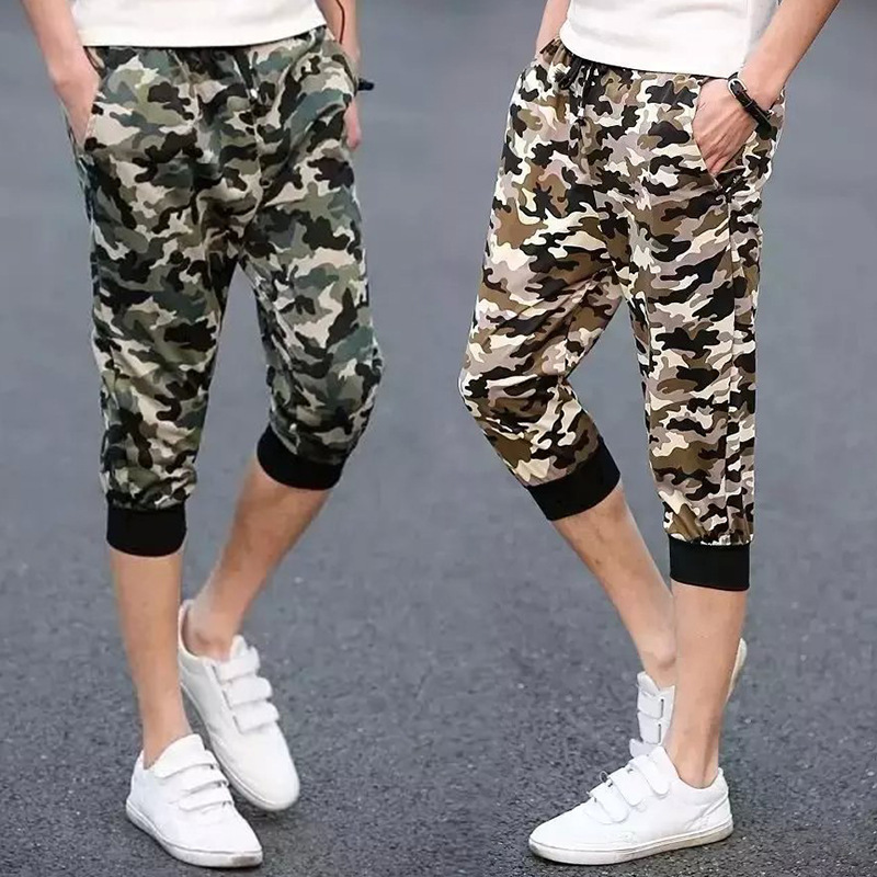 韓版青春流行運動褲松緊褲迷彩7褲（18-24歲）男裝七分褲薄款迷彩工廠,批發,進口,代購