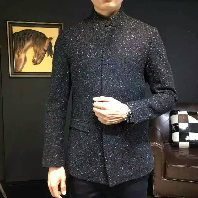 優雅大氣時尚穩重奢侈品高端原版進口羊毛立領修身長袖男士外套工廠,批發,進口,代購