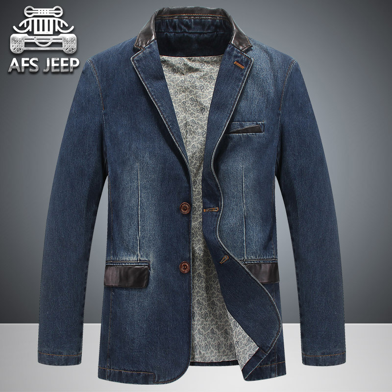 AFS JEEP男式休閒牛仔西裝戰地吉普大碼西服商務外套一件代發3158批發・進口・工廠・代買・代購