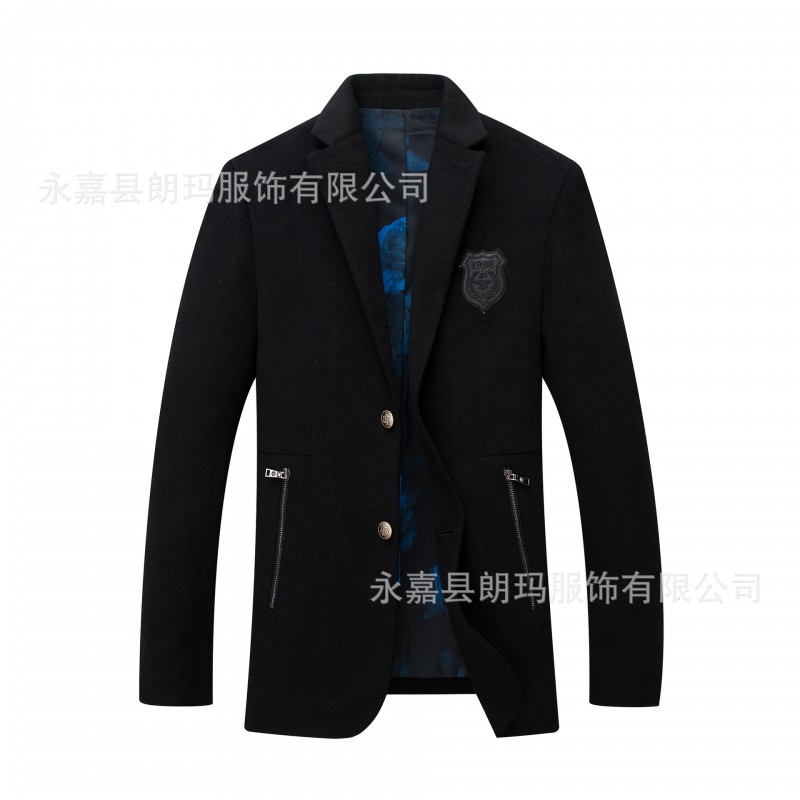 2015秋季新款潮男士西服韓版修身單西羊毛呢子外套青年男裝西裝領工廠,批發,進口,代購
