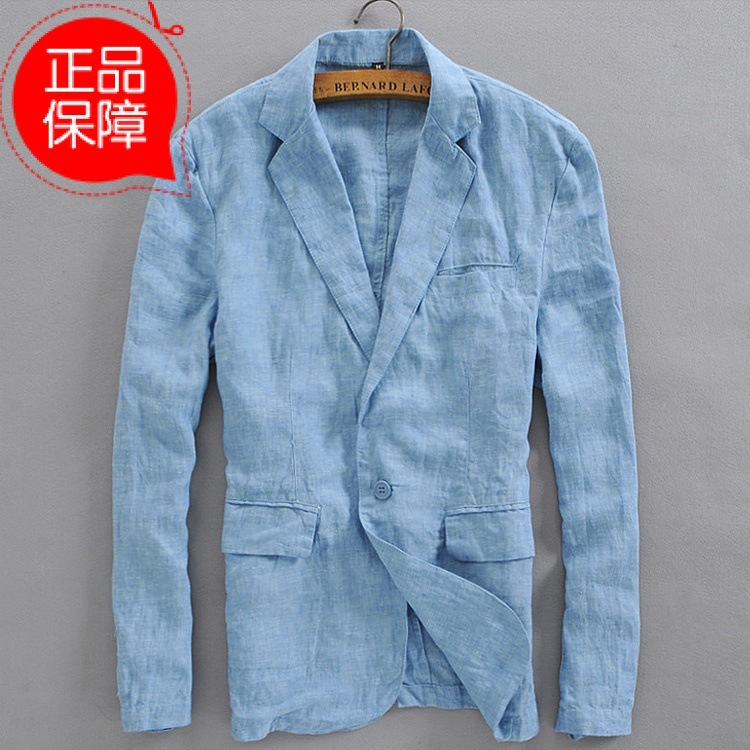 日單男裝工廠貨源單扣修身超薄防曬料亞麻小西裝便服單西服外套批發・進口・工廠・代買・代購