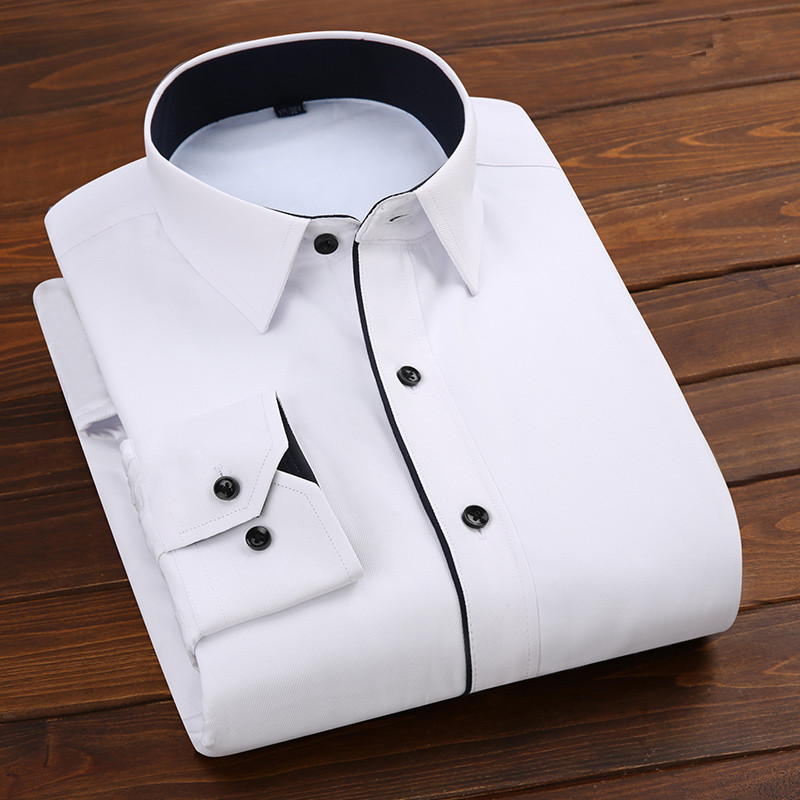 冬季工裝保暖白襯衫男士加絨加厚純色 男式商務正裝長袖襯衫加厚批發・進口・工廠・代買・代購