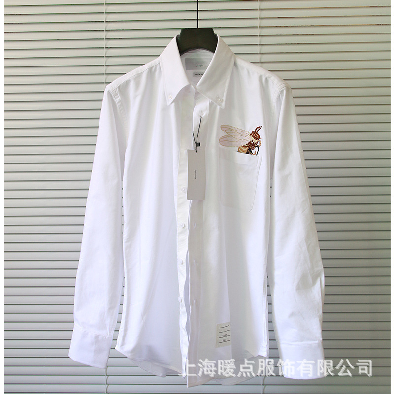 2016歐美潮流秋冬新品小蜜蜂刺繡tb修身長袖牛津紡襯衫 男女同款批發・進口・工廠・代買・代購