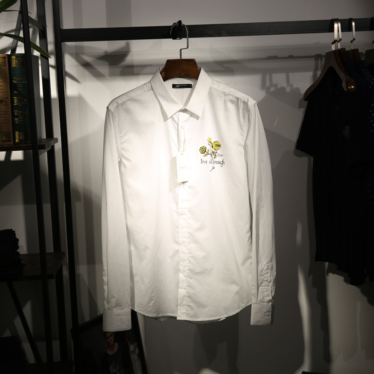 青年修身白色男裝長袖襯衫男士百搭上衣一件代發批發・進口・工廠・代買・代購