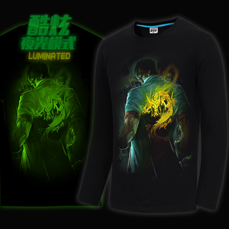 批發秋裝新款英雄聯盟夜光長袖LOL夜光t恤男3D遊戲衣服純棉打底衫工廠,批發,進口,代購