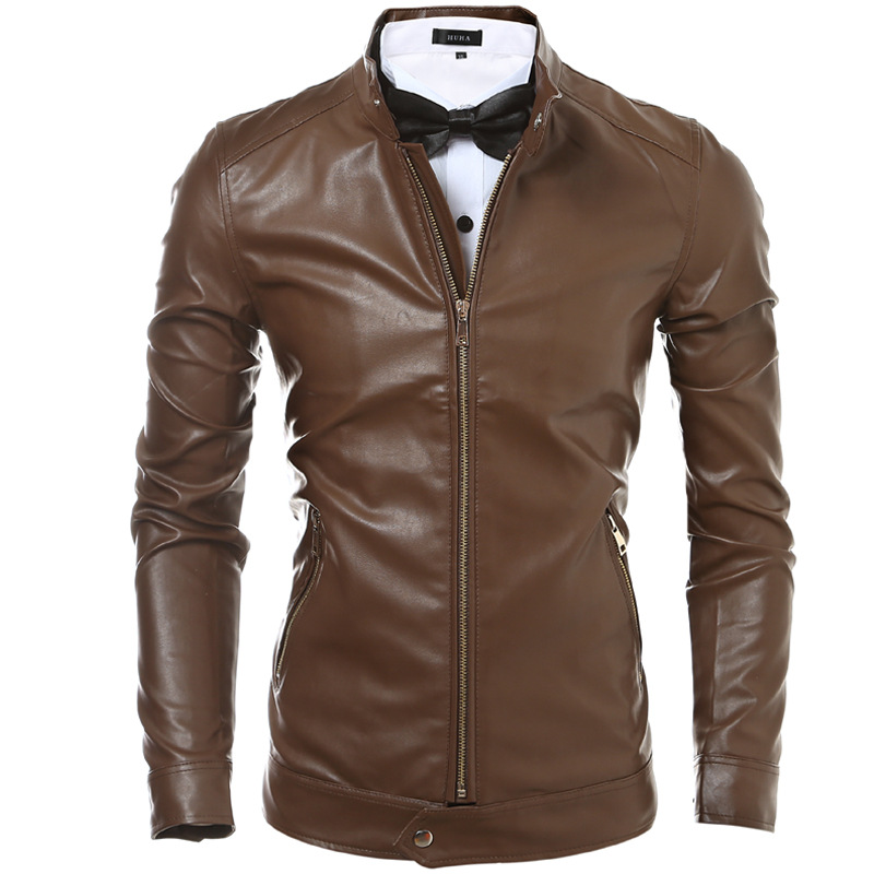 eBay熱賣男士秋季新款純色皮衣男式時尚韓版修身簡單拉鏈皮衣外套批發・進口・工廠・代買・代購