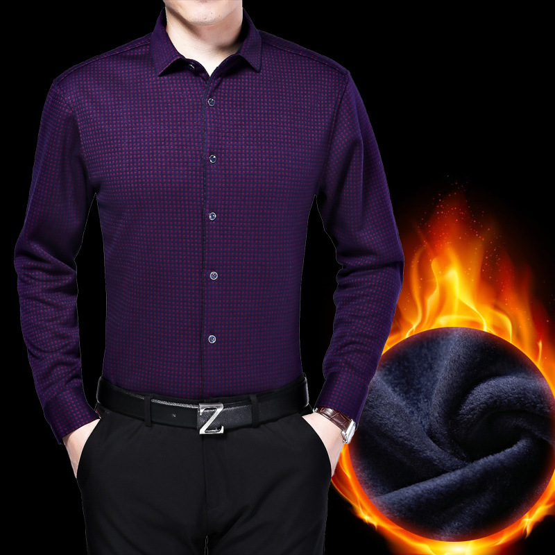 2016冬季加絨時尚襯衫中年男士絲光棉植絨加厚保暖襯衣爆YH工廠,批發,進口,代購