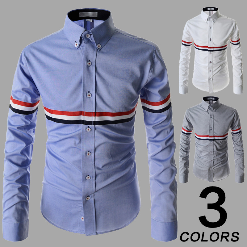 2015春裝新款 男士簡約彩條襯衫 長袖襯衫 CS42工廠,批發,進口,代購