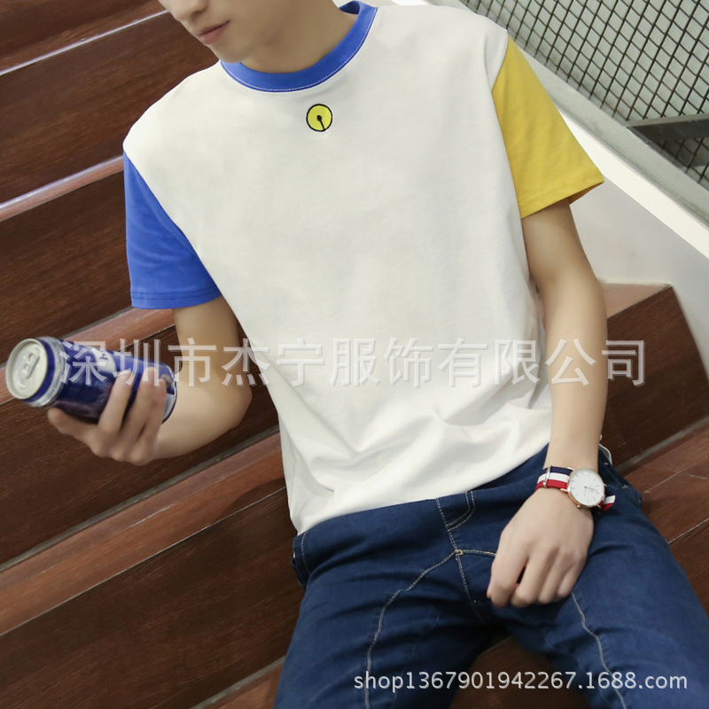 新品潮男式T恤原創卡通繡花短袖休閒圓領港仔打底衫量大有優惠工廠,批發,進口,代購
