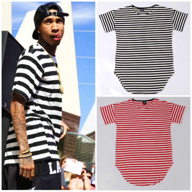 men striped t-shirt oversize 高街東大門條紋短袖T恤圓弧下擺男批發・進口・工廠・代買・代購