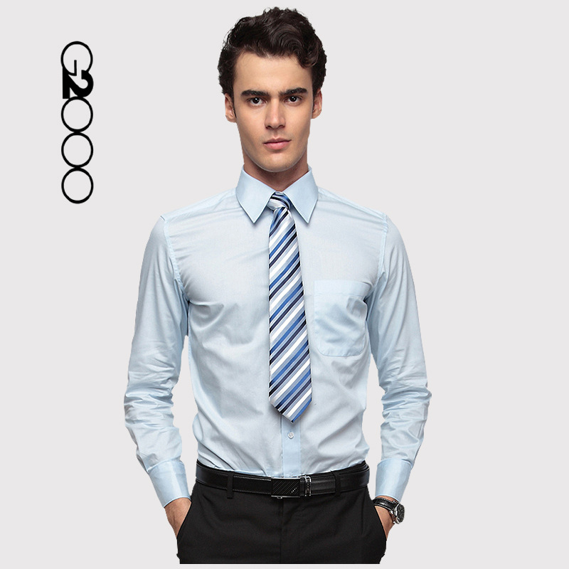 G2000男裝商務男式襯衫 修身免燙淺藍色長袖襯衫商務正裝襯衣批發・進口・工廠・代買・代購