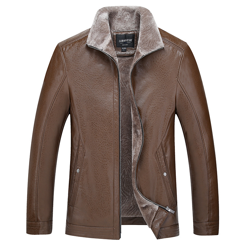 2016冬季男士修身PU商務夾克男裝爸爸裝加絨加厚保暖外套上衣B批發・進口・工廠・代買・代購