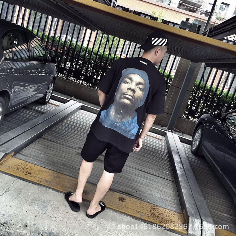 歐美街頭嘻哈風vetements後背人頭像印花寬松大版男女情侶短袖T恤批發・進口・工廠・代買・代購