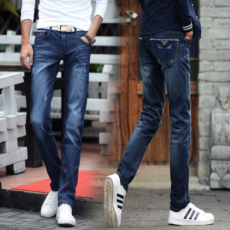 2015新款精品男士牛仔褲 英倫時尚男士彈力修身長褲兩色 現貨代發工廠,批發,進口,代購