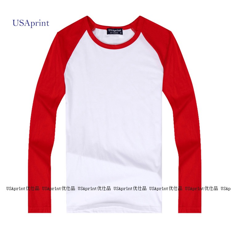 USAprint精梳棉加萊卡,插肩袖圓領男裝長袖空白T恤 燙畫手繪T恤工廠,批發,進口,代購