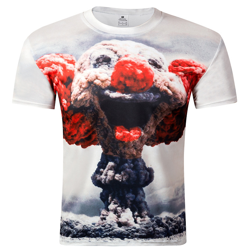 wish ebay外貿男裝休閒短袖t恤3D數位印蘑菇雲批發・進口・工廠・代買・代購