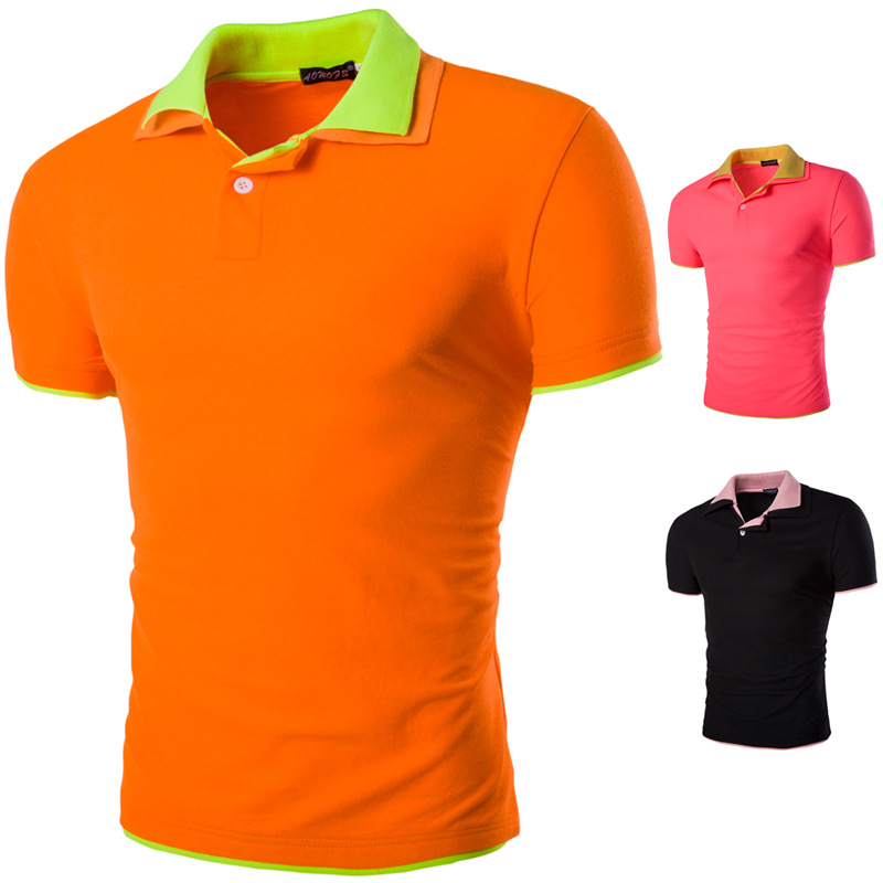 2016精品男士短袖雙層領撞色T恤 外貿T恤15色工廠,批發,進口,代購