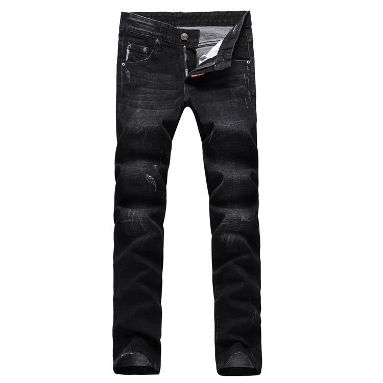 歐美站外貿原單男式牛仔褲 新款黑色男裝修身小直筒牛仔長褲Y0131工廠,批發,進口,代購