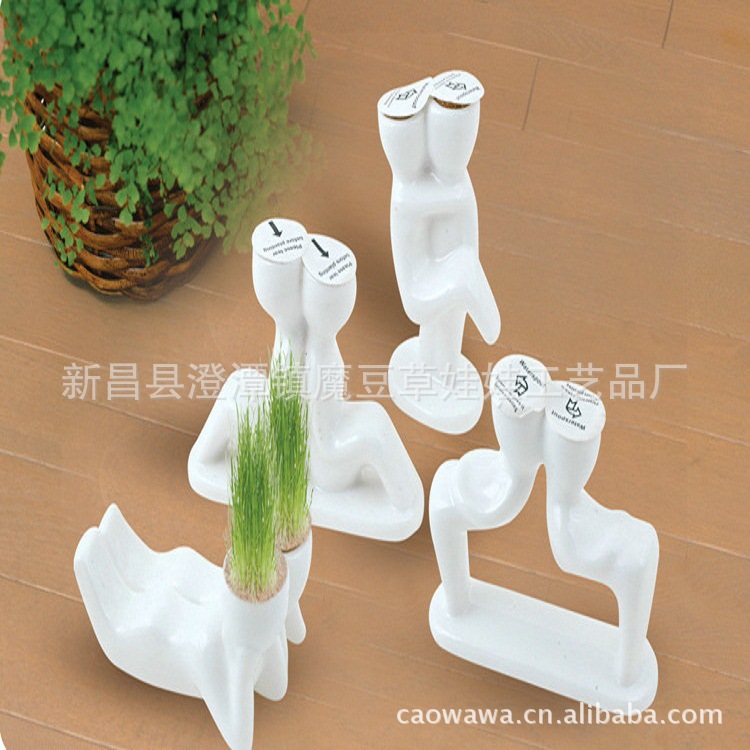 草娃娃 X戀人 小白人 情侶 長草的 廣告促銷禮品 迷你植物工廠,批發,進口,代購