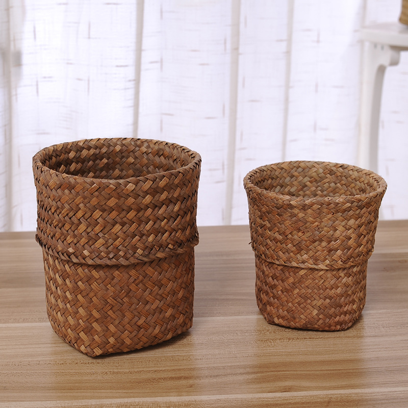 草編編織花器 花店鮮花花籃插花花藝 桌麵擺件工藝品 兩件套批發工廠,批發,進口,代購