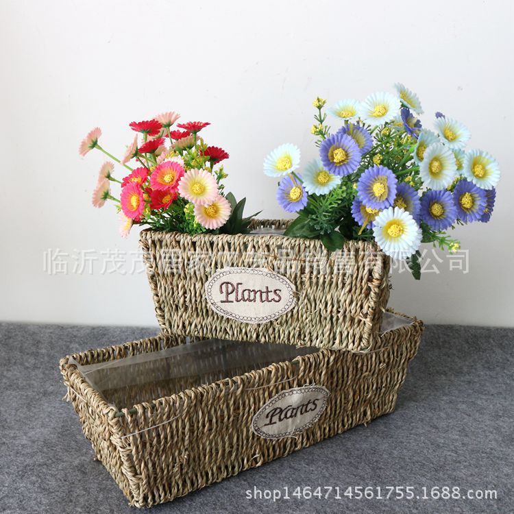 生產批發草編收納筐 多肉植物花盆 插花花籃 桌麵臺麵裝飾品擺件工廠,批發,進口,代購