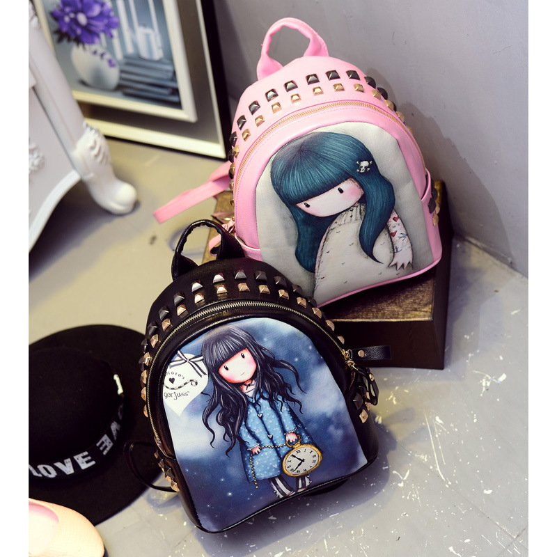 可愛女孩少女雙肩包女大童休閒旅遊背包韓版女童初中小學生書包皮工廠,批發,進口,代購
