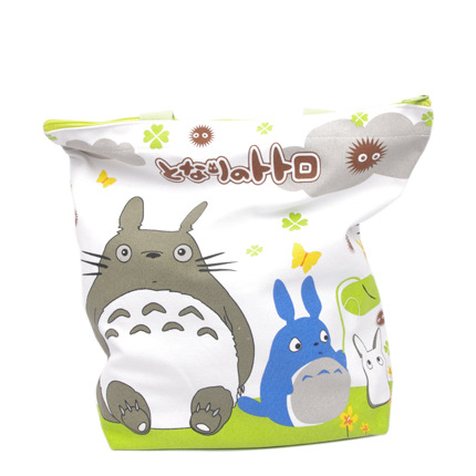 宮崎駿Totoro龍貓印花全棉帆佈女士單肩包 帶拉鏈一件代發工廠,批發,進口,代購