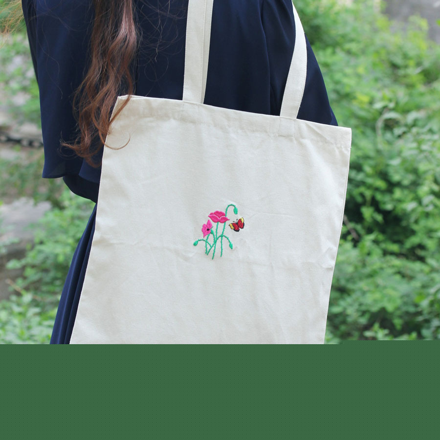 七傢 刺繡文藝佈包單肩包手提包清新帆佈包學院復古女包虞美人工廠,批發,進口,代購