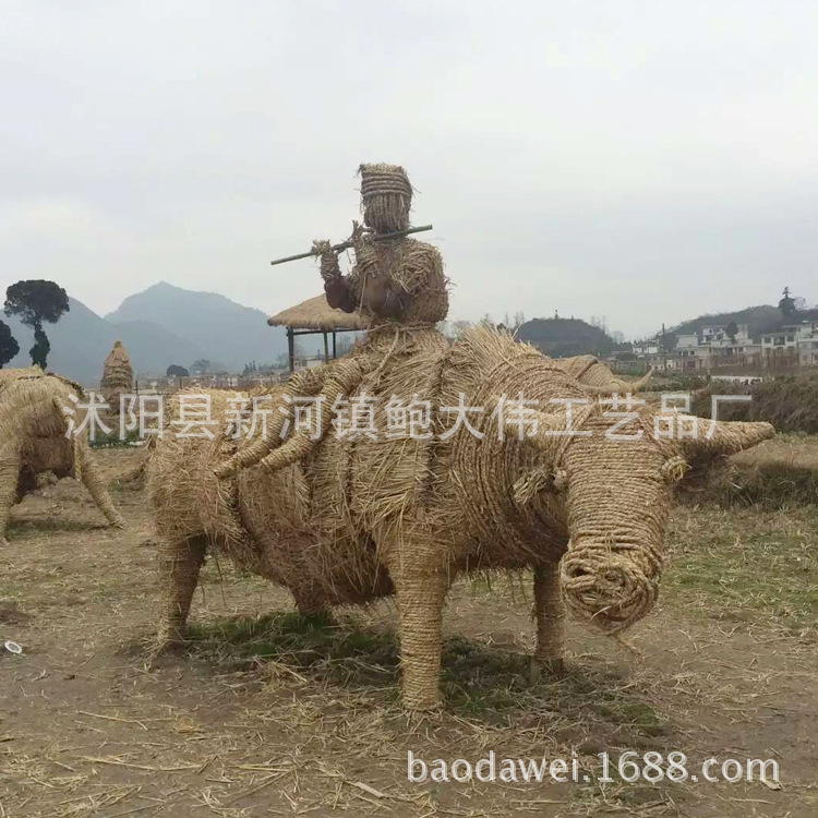 稻草人定做工藝品製作卡通動物造型稻草文化藝術遊樂園景區點工廠,批發,進口,代購