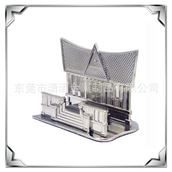 精品推薦 高檔創意傢居辦公室桌麵擺件 金屬房子名片夾 獨特禮品工廠,批發,進口,代購