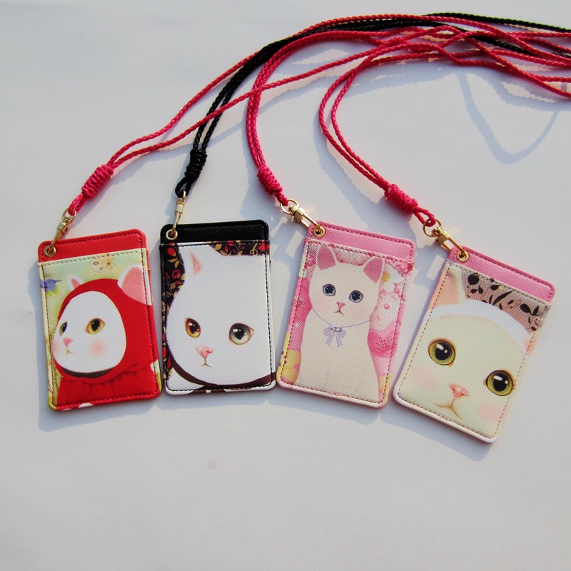 韓國可愛貓咪卡通卡包女式創意學生飯卡公交車工作證胸牌掛繩卡套批發・進口・工廠・代買・代購