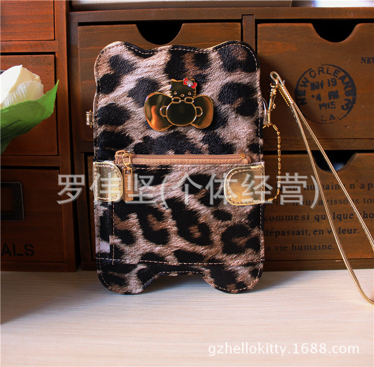 5638-新款hello kitty豹紋掛脖手機包大屏幕手機套斜挎包DH1445工廠,批發,進口,代購