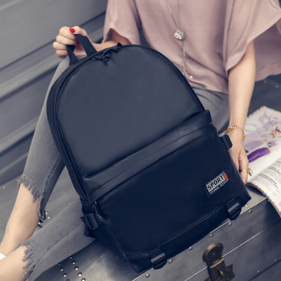新款韓版時尚純色pu雙肩包學生書包男女旅行背包中學生背包批發批發・進口・工廠・代買・代購