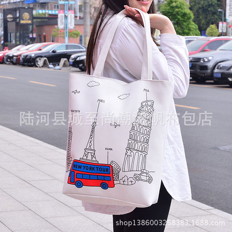 韓版女包時尚百搭帆佈包購物旅行手提包定製印圖LOGO批發・進口・工廠・代買・代購