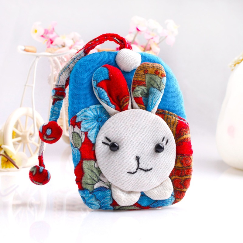 時尚日本花佈手工佈藝鑰匙扣創意抽拉式可愛小兔子鑰匙包批發w56批發・進口・工廠・代買・代購