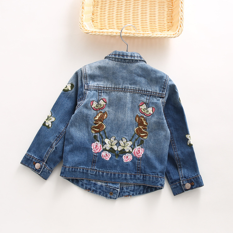 外貿童裝  女童  手工刺繡花朵時尚水洗牛仔外套  T0901-17工廠,批發,進口,代購