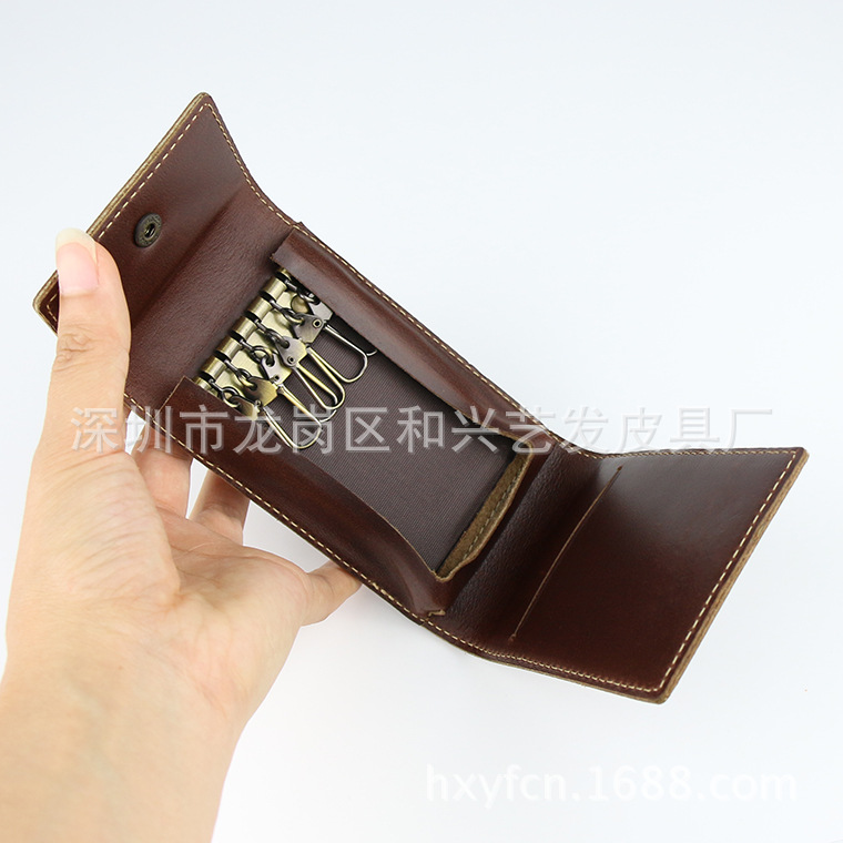 油皮頭層牛皮可放門卡鑰匙包高檔原創鑰匙扣工廠,批發,進口,代購