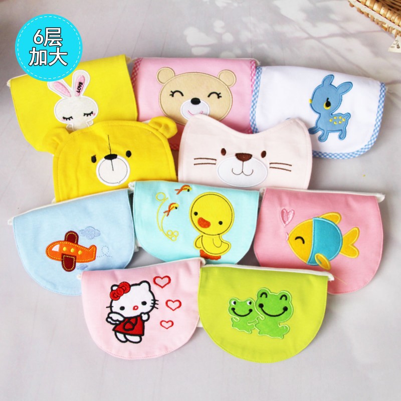 廠傢批發 百種圖案 嬰幼兒童刺繡吸汗巾 卡通紗佈隔汗巾6層加大批發・進口・工廠・代買・代購