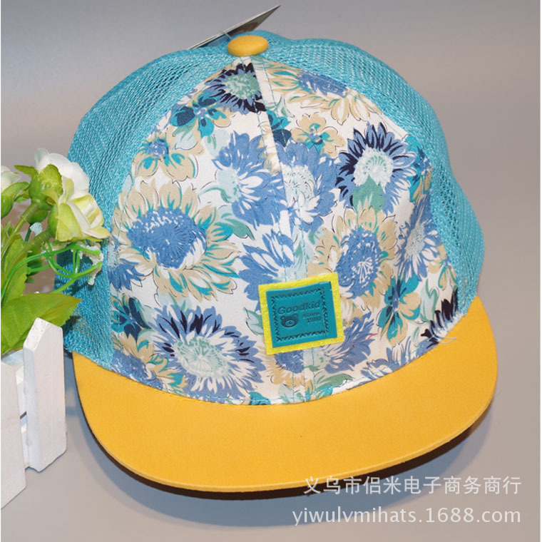 2016夏季韓版兒童網帽 彩色花朵棉佈男女童平簷帽子遮陽工廠,批發,進口,代購