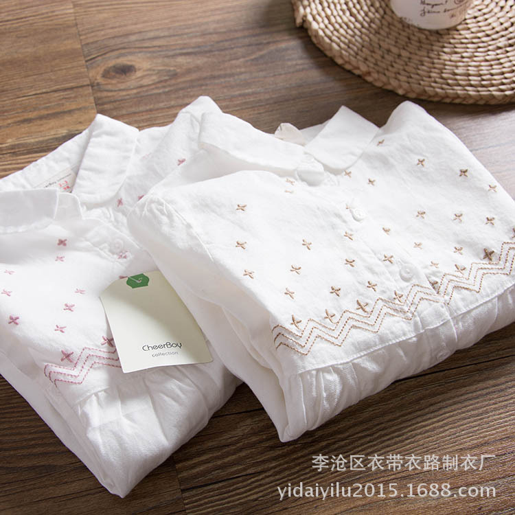 2017年春款女童兒童長袖純棉純色襯衫胸前刺繡款裙式襯衫A0104工廠,批發,進口,代購